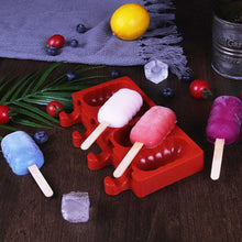 Load image into Gallery viewer, 4Cell/Cavity Silicone Ice Cream Mould DIY Popsicle Mold Ice Cube Tray Puck Popsicle Mold Chocolate Mold Tray
