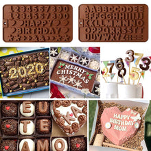 Load image into Gallery viewer, Large Silicone Diamond Heart Numbers Letters Alphabet Cake Mold Set Chocolate Fondant Cake Decoration Baking Tool Mousse Cake Dessert Candy Pastry Baking Accessories
