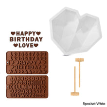 Load image into Gallery viewer, Large Silicone Diamond Heart Numbers Letters Alphabet Cake Mold Set Chocolate Fondant Cake Decoration Baking Tool Mousse Cake Dessert Candy Pastry Baking Accessories

