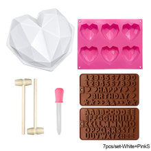 Load image into Gallery viewer, Large Silicone Diamond Heart Numbers Letters Alphabet Cake Mold Set Chocolate Fondant Cake Decoration Baking Tool Mousse Cake Dessert Candy Pastry Baking Accessories
