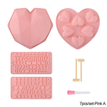 Load image into Gallery viewer, Large Silicone Diamond Heart Numbers Letters Alphabet Cake Mold Set Chocolate Fondant Cake Decoration Baking Tool Mousse Cake Dessert Candy Pastry Baking Accessories
