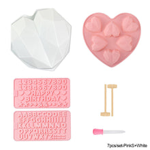 Load image into Gallery viewer, Large Silicone Diamond Heart Numbers Letters Alphabet Cake Mold Set Chocolate Fondant Cake Decoration Baking Tool Mousse Cake Dessert Candy Pastry Baking Accessories
