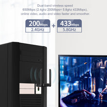 Load image into Gallery viewer, Wireless Network Card Free Drive Dual-frequency 5G USB 650M External Antenna Wireless Network Card High Power USB Receiver
