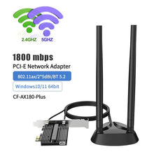 Load image into Gallery viewer, WiFi6 1800M Wireless Adapter Network Card 5G/2.4GHz WiFi OFDMA Technology PCI-E Bluetooth-compatible 5.2 Transmitter
