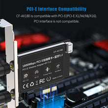 Load image into Gallery viewer, WiFi6 PCI-E Dual-frequency Network Card Bluetooth-compatible 5.2 1800M 5G/2.4GHz WiFi Wireless Adapter For Windows 10/11

