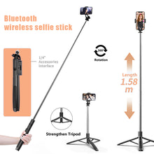 Load image into Gallery viewer, Wireless Selfie Stick Bluetooth-compatible Foldable Tripod With Fill Light Shutter Remote Control For Action Camera Smartphone
