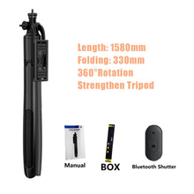Load image into Gallery viewer, Wireless Selfie Stick Bluetooth-compatible Foldable Tripod With Fill Light Shutter Remote Control For Action Camera Smartphone
