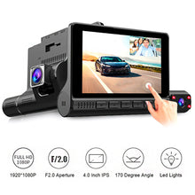 Load image into Gallery viewer, 4 In Car Video Recorder Dash Cam Blcak Box IPS 1080P HD Touch Screen Mirror Recorder DVR 3 Lens Dash Camera Cars Camcorder
