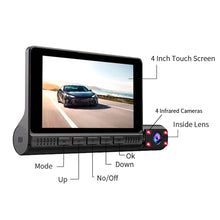Load image into Gallery viewer, 4 In Car Video Recorder Dash Cam Blcak Box IPS 1080P HD Touch Screen Mirror Recorder DVR 3 Lens Dash Camera Cars Camcorder
