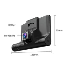 Load image into Gallery viewer, 4 In Car Video Recorder Dash Cam Blcak Box IPS 1080P HD Touch Screen Mirror Recorder DVR 3 Lens Dash Camera Cars Camcorder

