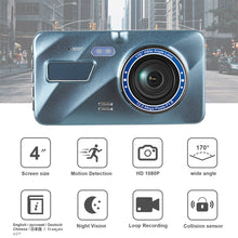 Load image into Gallery viewer, 4" Full HD Dashcam Dual Lens Car DVR Camera Rear View Dual Lens Video Recorder Cycle 1080P Video Mirror Recorder Dash Cam
