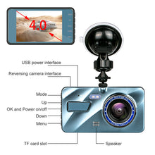 Load image into Gallery viewer, 4" Full HD Dashcam Dual Lens Car DVR Camera Rear View Dual Lens Video Recorder Cycle 1080P Video Mirror Recorder Dash Cam
