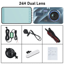 Load image into Gallery viewer, 4" Full HD Dashcam Dual Lens Car DVR Camera Rear View Dual Lens Video Recorder Cycle 1080P Video Mirror Recorder Dash Cam

