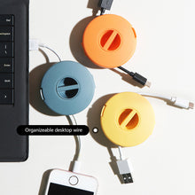 Load image into Gallery viewer, Multifunction USB Cable Storage Box Portable Cable Winder Box Rotatable Earphone Charging Cable Wire Adjustsble Cables Winder
