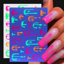 Load image into Gallery viewer, Luminous Effect Nail Sticker Flame Snake Skin Texture Design Tips Glitter Nail Art Decoration Stickers Adhesive Manicure Sticker
