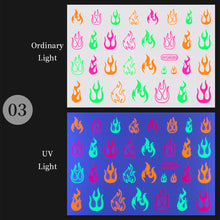 Load image into Gallery viewer, Luminous Effect Nail Sticker Flame Snake Skin Texture Design Tips Glitter Nail Art Decoration Stickers Adhesive Manicure Sticker
