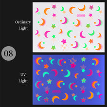Load image into Gallery viewer, Luminous Effect Nail Sticker Flame Snake Skin Texture Design Tips Glitter Nail Art Decoration Stickers Adhesive Manicure Sticker
