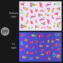 Load image into Gallery viewer, Luminous Effect Nail Sticker Flame Snake Skin Texture Design Tips Glitter Nail Art Decoration Stickers Adhesive Manicure Sticker
