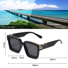 Load image into Gallery viewer, Women Big Motion Frame Sunglasses Fashion Square Frame Retro Large Square Decorative Pattern Sunglasses Versatile
