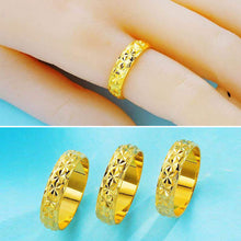 Load image into Gallery viewer, 5mm Car Rice Word Flower Closed Ring Ring Plated 24K Gold Vietnam Sand Gold Ring Brass Gold Plated Lovers Ring Jewelry
