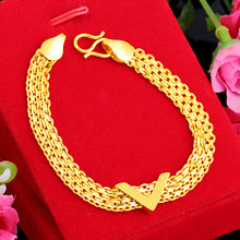 Load image into Gallery viewer, Vietnam Gold Double Layer Transfer Bead Bracelet Gold Imitation Gold Bracelet Women's Gold Gold Bracelet V Bracelet Jwewlry

