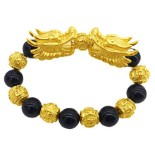 Load image into Gallery viewer, Vietnamese Sand Gold Double Dragon Head Hand String Gold 3D Beads Style Female Bracelet Couple Fortunate Jewelry Gift
