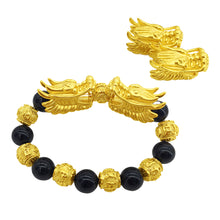 Load image into Gallery viewer, Vietnamese Sand Gold Double Dragon Head Hand String Gold 3D Beads Style Female Bracelet Couple Fortunate Jewelry Gift
