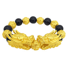 Load image into Gallery viewer, Vietnamese Sand Gold Double Dragon Head Hand String Gold 3D Beads Style Female Bracelet Couple Fortunate Jewelry Gift

