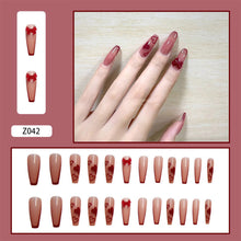 Load image into Gallery viewer, 24pcs/set Butterfly Diamond Nail Pieces Nail Patch Removable Fake Nails Extensions Artificial Nail Art Accessories
