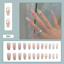 Load image into Gallery viewer, 24pcs/set Butterfly Diamond Nail Pieces Nail Patch Removable Fake Nails Extensions Artificial Nail Art Accessories
