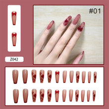 Load image into Gallery viewer, 24pcs/set Butterfly Diamond Nail Pieces Nail Patch Removable Fake Nails Extensions Artificial Nail Art Accessories
