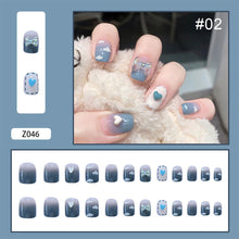 Load image into Gallery viewer, 24pcs/set Butterfly Diamond Nail Pieces Nail Patch Removable Fake Nails Extensions Artificial Nail Art Accessories
