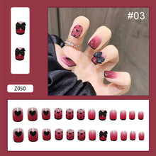 Load image into Gallery viewer, 24pcs/set Butterfly Diamond Nail Pieces Nail Patch Removable Fake Nails Extensions Artificial Nail Art Accessories
