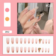 Load image into Gallery viewer, 24pcs/set Butterfly Diamond Nail Pieces Nail Patch Removable Fake Nails Extensions Artificial Nail Art Accessories
