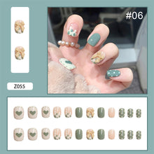 Load image into Gallery viewer, 24pcs/set Butterfly Diamond Nail Pieces Nail Patch Removable Fake Nails Extensions Artificial Nail Art Accessories
