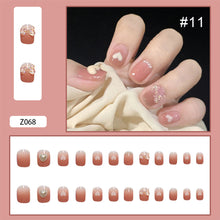 Load image into Gallery viewer, 24pcs/set Butterfly Diamond Nail Pieces Nail Patch Removable Fake Nails Extensions Artificial Nail Art Accessories
