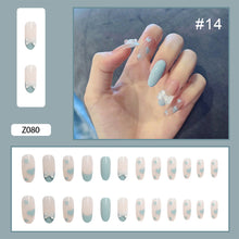Load image into Gallery viewer, 24pcs/set Butterfly Diamond Nail Pieces Nail Patch Removable Fake Nails Extensions Artificial Nail Art Accessories
