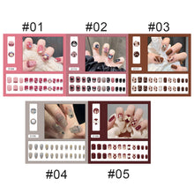 Load image into Gallery viewer, 24pcs/set Removable Nail Sticker Multicolor Fake Nails Full Cover Nail Art Glue Nail Chip Extensions Artificial Nail Art Accessories
