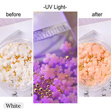 Load image into Gallery viewer, Light Changing Petal Resin Five-petal Flower Small Steel Ball Mixed Nail Decoration Nail Art DIY Nail Accessories
