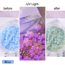 Load image into Gallery viewer, Light Changing Petal Resin Five-petal Flower Small Steel Ball Mixed Nail Decoration Nail Art DIY Nail Accessories
