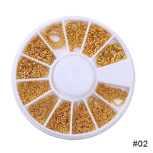 Load image into Gallery viewer, 12 Grids/box Disc Nail Art Jewelry Rivet Pearl Rhinestone Alloy Patch Nail Decoration Nail Art DIY Nail Accessories
