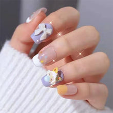 Load image into Gallery viewer, 24pcs/set Bubble Girl Short Bow Nail Stickers Removable Fake Nails Wearing Nails Nail Stickers Nail Art Accessories

