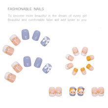 Load image into Gallery viewer, 24pcs/set Bubble Girl Short Bow Nail Stickers Removable Fake Nails Wearing Nails Nail Stickers Nail Art Accessories
