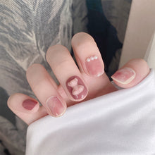 Load image into Gallery viewer, 24pcs/set Short Pink Manicure Fake Nail Pearl Smudge Fake Nail Patch Wearing Nails Nail Stickers Nail Art Accessories
