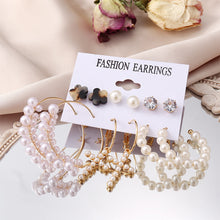 Load image into Gallery viewer, 6pcs/set Women Pearl Earrings Creative Vintage Gold Hoop Set Fashion All-match Earrings Temperament Accessories Jewelry

