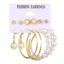 Load image into Gallery viewer, 6pcs/set Women Pearl Earrings Creative Vintage Gold Hoop Set Fashion All-match Earrings Temperament Accessories Jewelry
