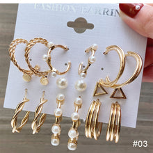 Load image into Gallery viewer, 6pcs/set Women Pearl Earrings Creative Vintage Gold Hoop Set Fashion All-match Earrings Temperament Accessories Jewelry
