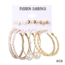 Load image into Gallery viewer, 6pcs/set Women Pearl Earrings Creative Vintage Gold Hoop Set Fashion All-match Earrings Temperament Accessories Jewelry
