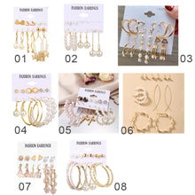 Load image into Gallery viewer, 6pcs/set Women Pearl Earrings Creative Vintage Gold Hoop Set Fashion All-match Earrings Temperament Accessories Jewelry
