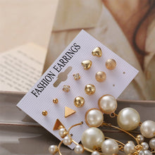 Load image into Gallery viewer, Women Pearl Ring Stud Earrings Set Creative Retro Simple Earrings Fashion All-match Earrings Temperament Accessories Jewelry

